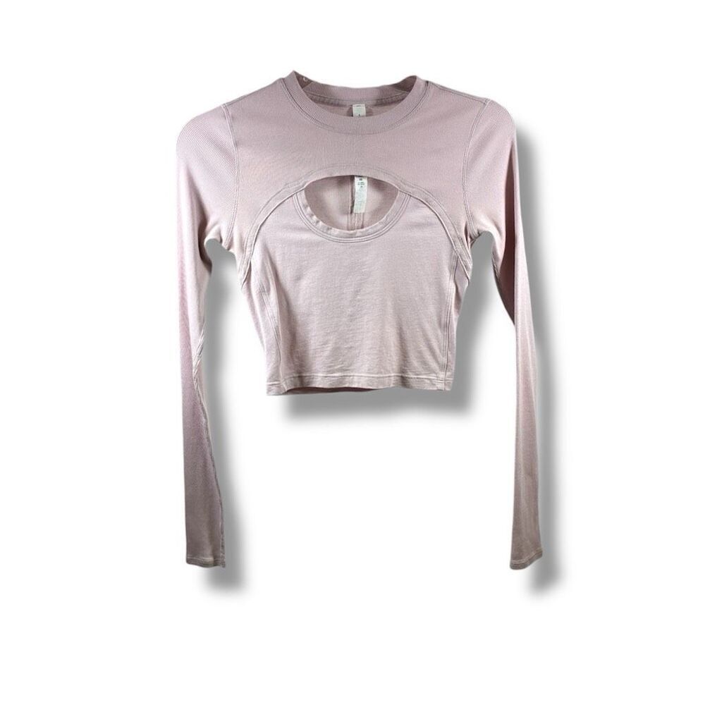 Lululemon Better Best Vitasea Long Sleeve Crop Top in Porcelain Pink Size 4